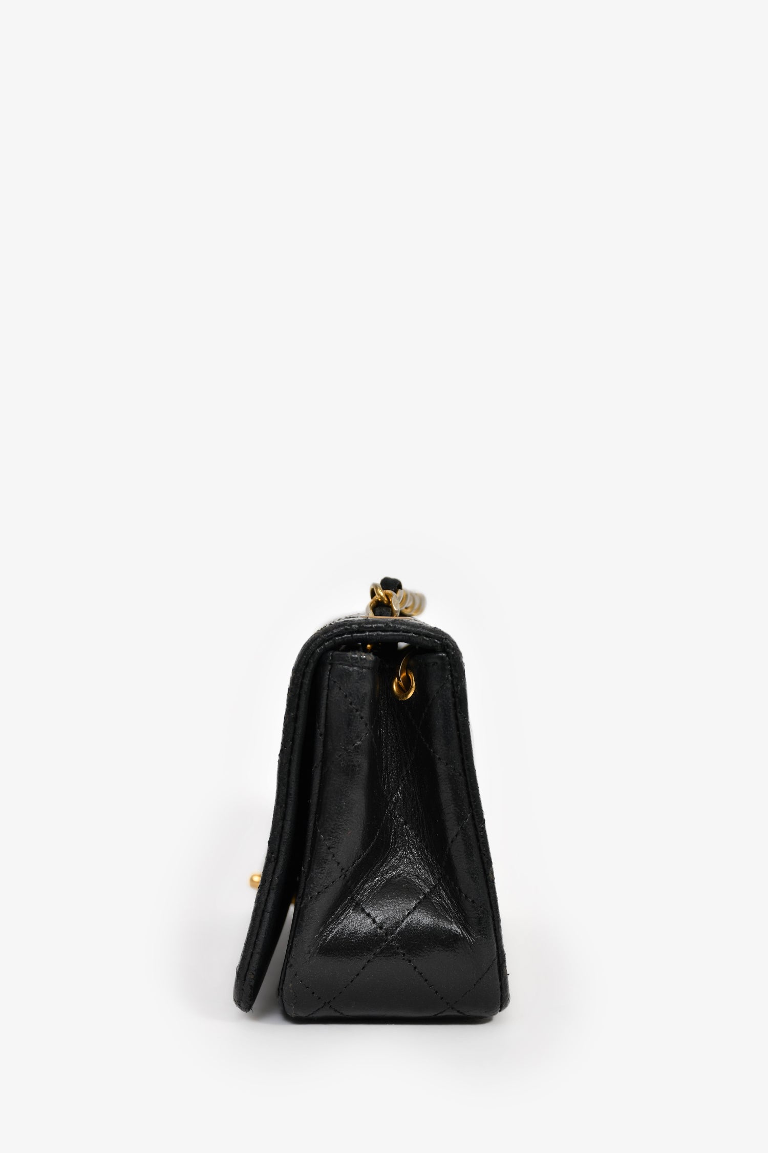 Pre-Loved Chanel™ 1989-91 Black Quilted Lambskin Mini Rectangular Full Flap Bag