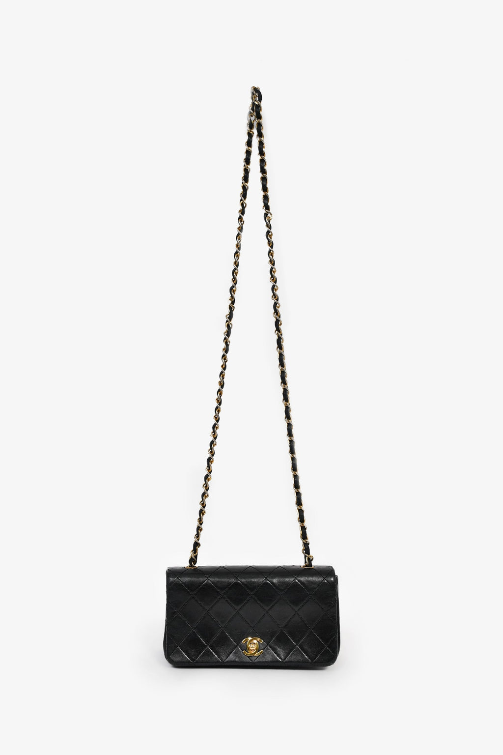 Pre-Loved Chanel™ 1989-91 Black Quilted Lambskin Mini Rectangular Full Flap Bag