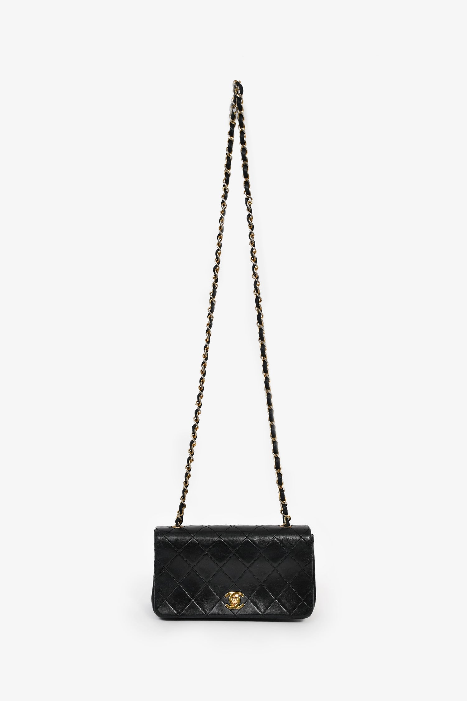 Pre-Loved Chanel™ 1989-91 Black Quilted Lambskin Mini Rectangular Full Flap Bag