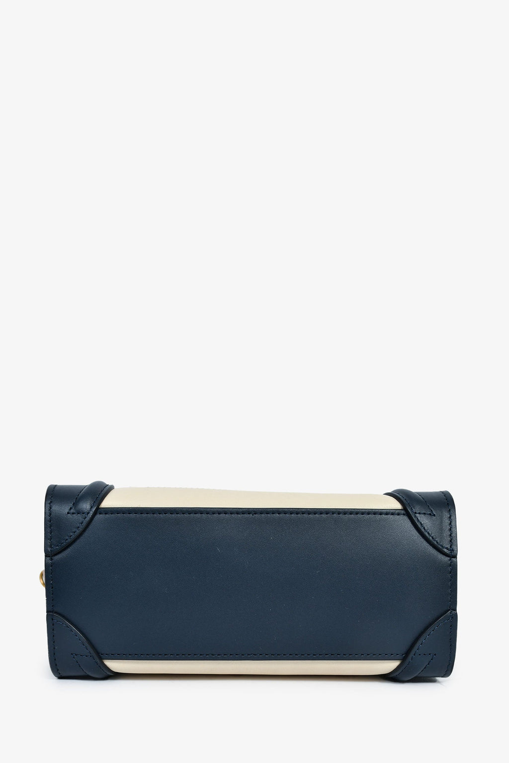 Celine 2015 Cream/Brown/Navy Blue Leather Tricolour Nano Luggage Tote