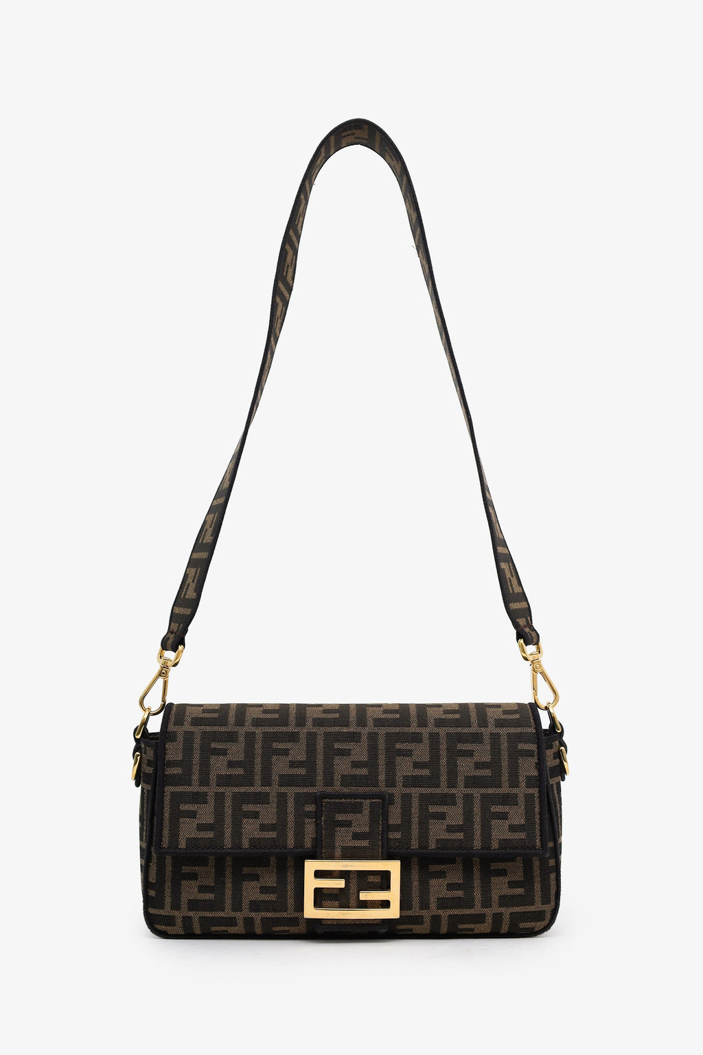 Fendi Brown Zucca Jacquard FF 1974 Medium Baguette Crossbody