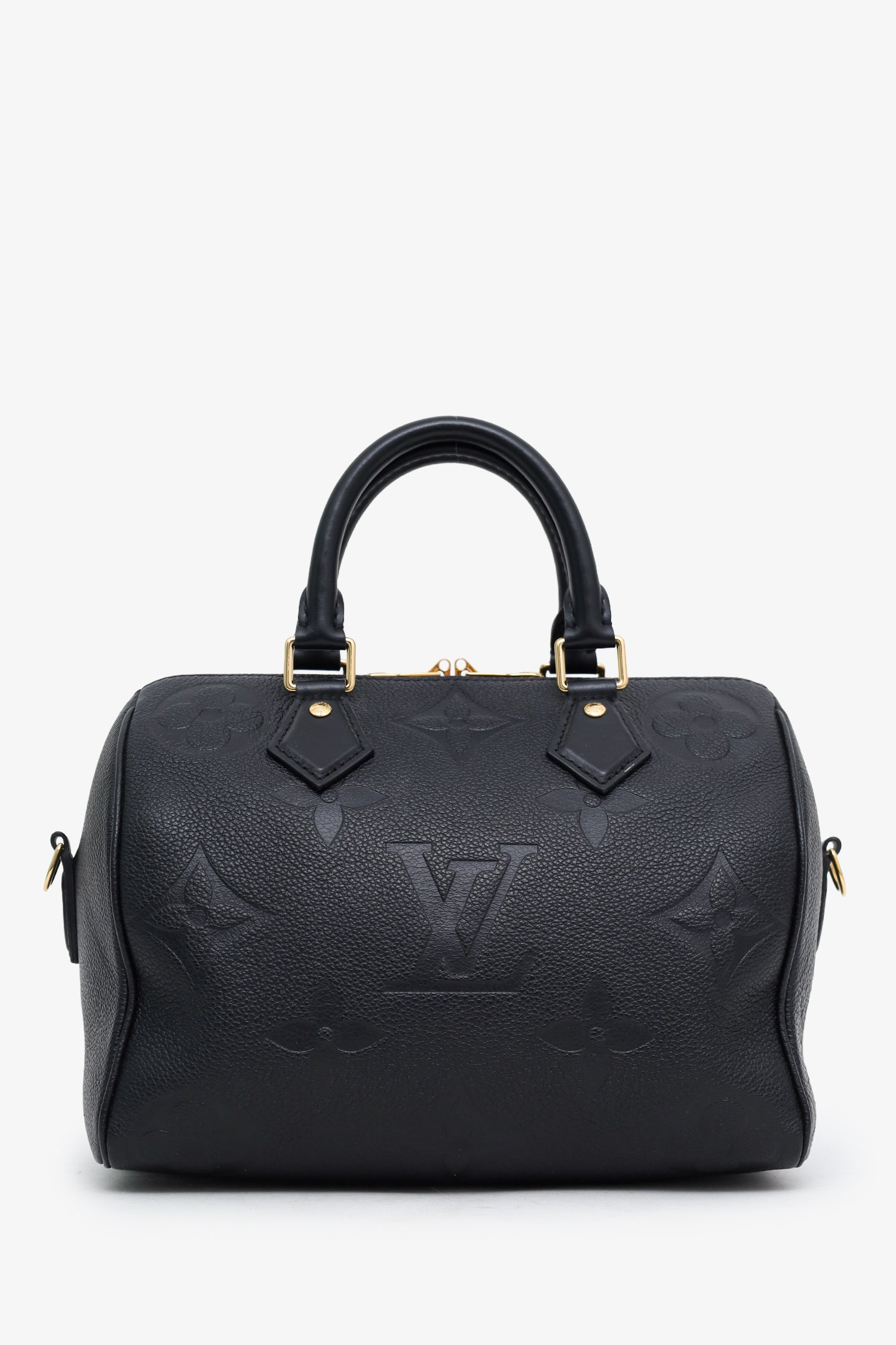 Louis Vuitton Black Monogram Giant Empreinte Leather Speedy 25 NM Bandouliere Bag With Strap