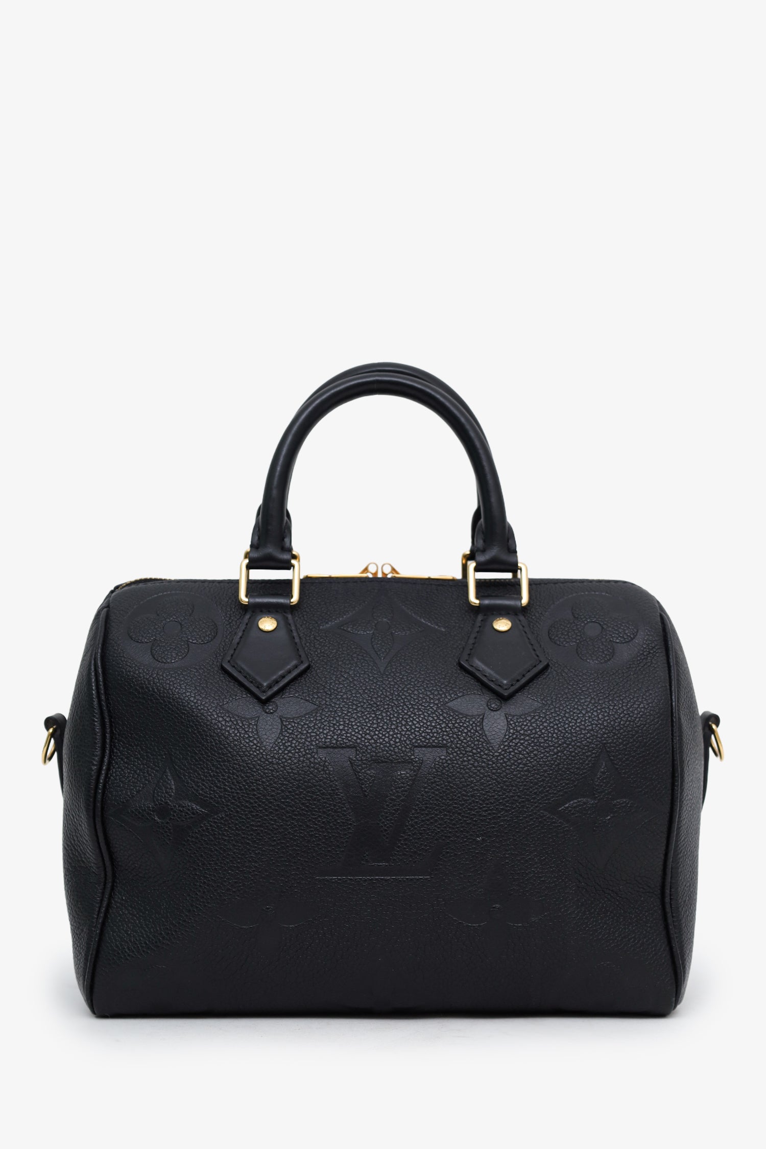 Louis Vuitton Black Monogram Giant Empreinte Leather Speedy 25 NM Bandouliere Bag With Strap