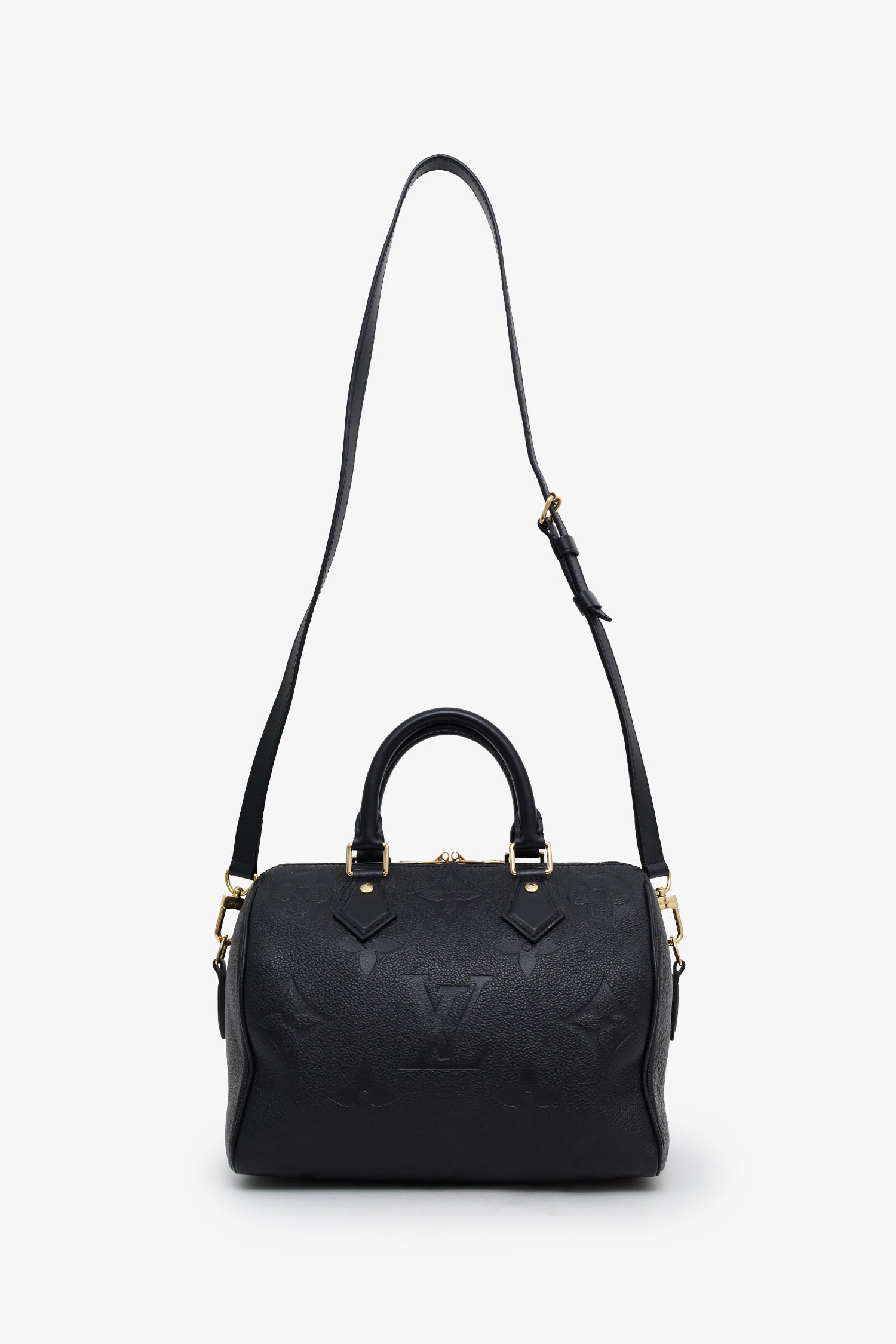 Louis Vuitton Black Monogram Giant Empreinte Leather Speedy 25 NM Bandouliere Bag With Strap