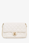 Pre-Loved Chanel™ 2022 White Caviar Quilted Leather Small CC You Flap Bag