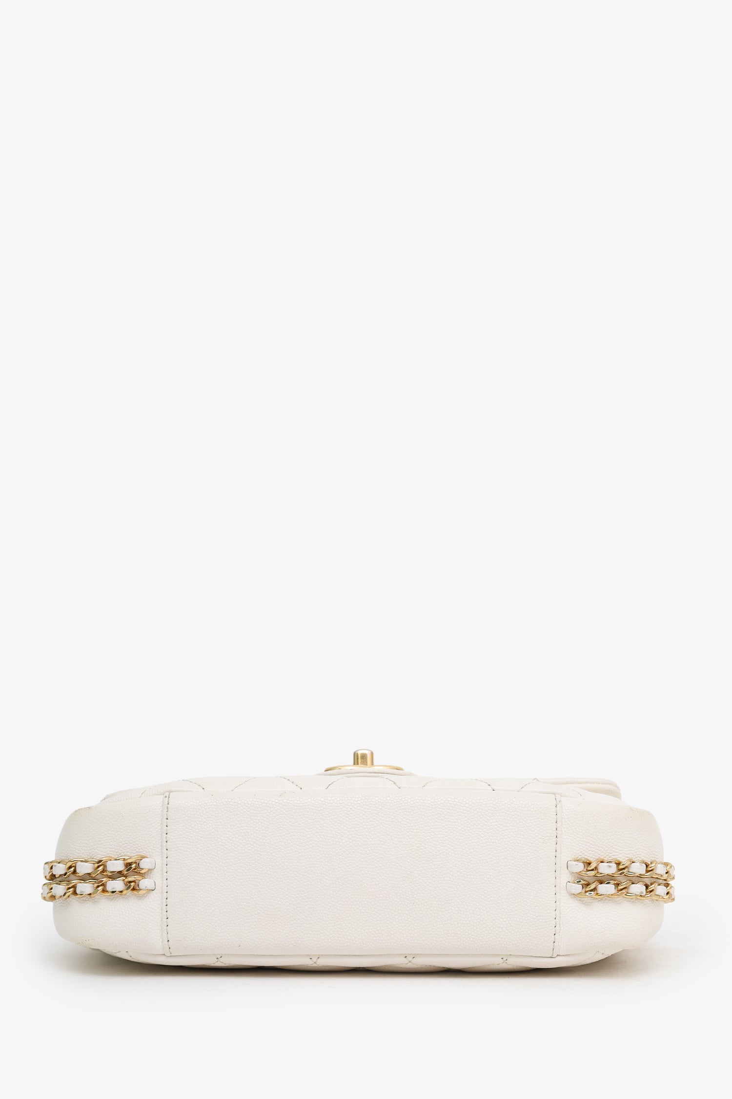 Pre-Loved Chanel™ 2022 White Caviar Quilted Leather Small CC You Flap Bag
