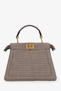 Fendi Brown Wool Houndstooth Peekaboo IseeU Petite Handbag