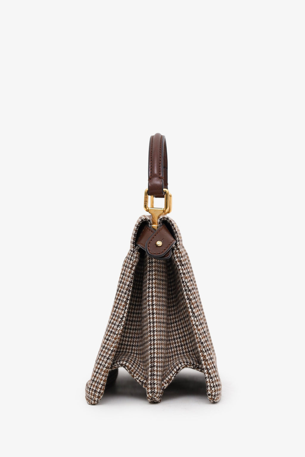 Fendi Brown Wool Houndstooth Peekaboo IseeU Petite Handbag
