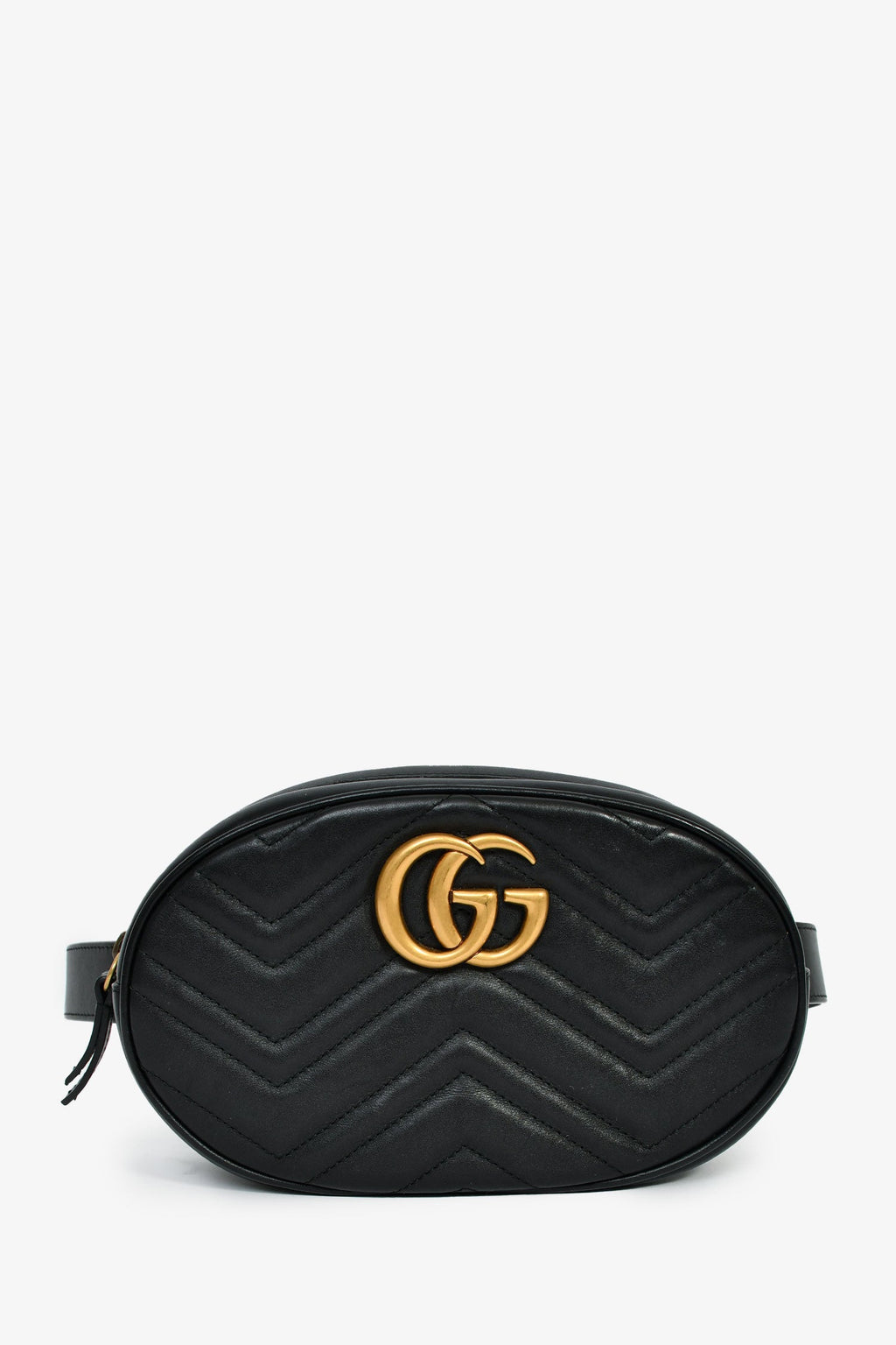 Gucci Black Leather GG Marmont Belt Bag Size 85/34