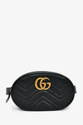 Gucci Black Leather GG Marmont Belt Bag Size 85/34