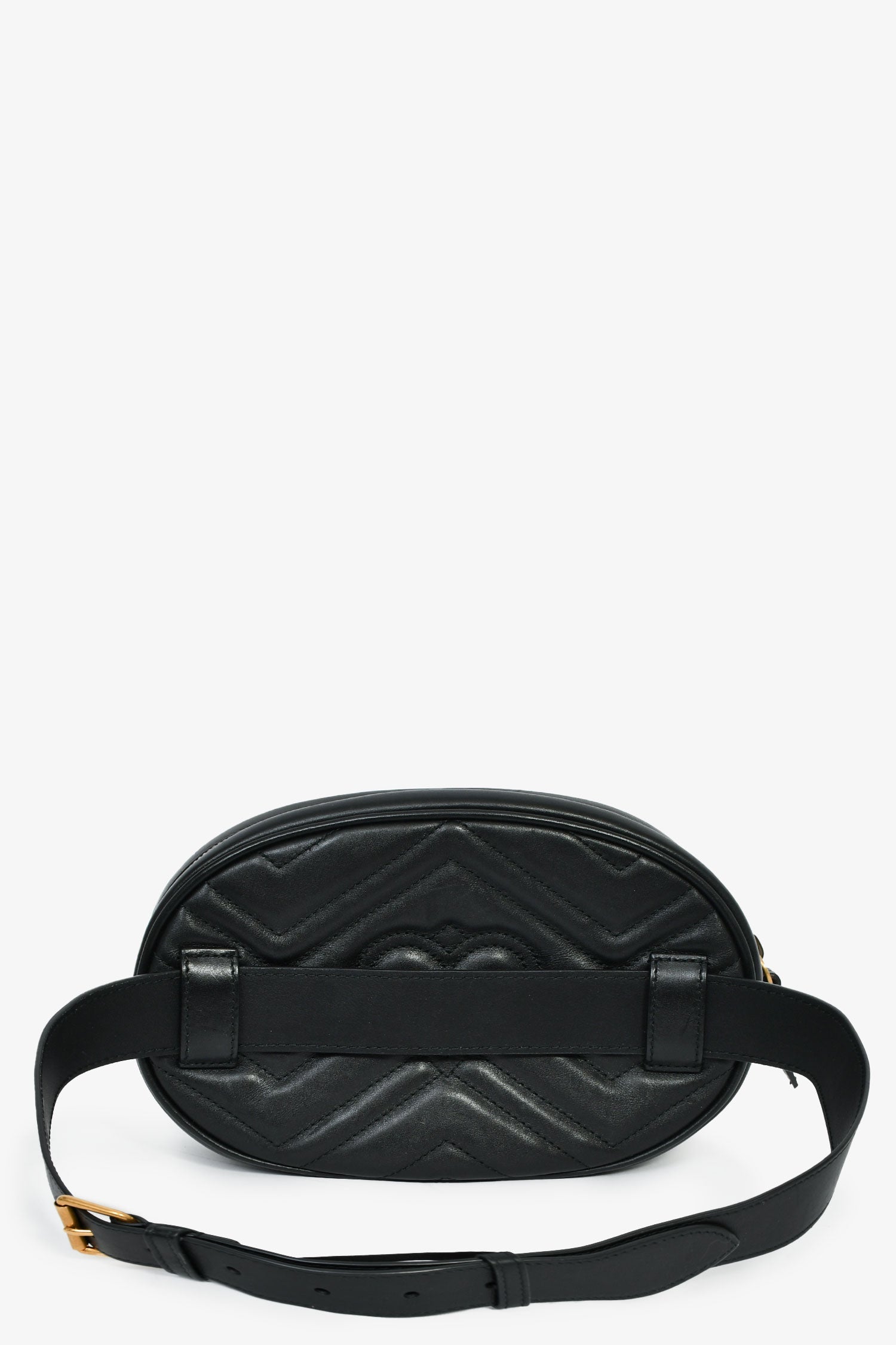 Gucci Black Leather GG Marmont Belt Bag Size 85/34