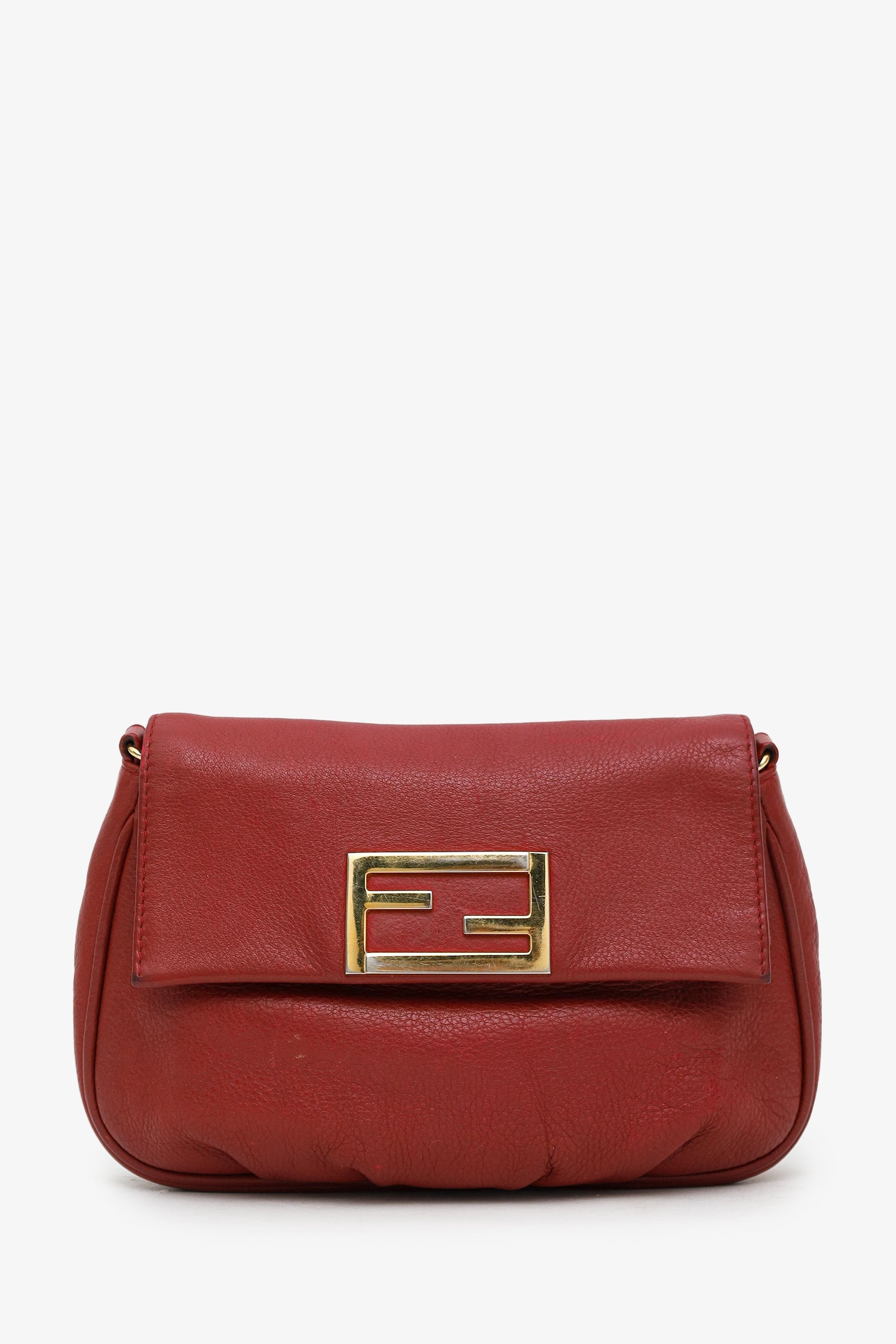 Fendi Red Leather Fendista Pouchette Crossbody
