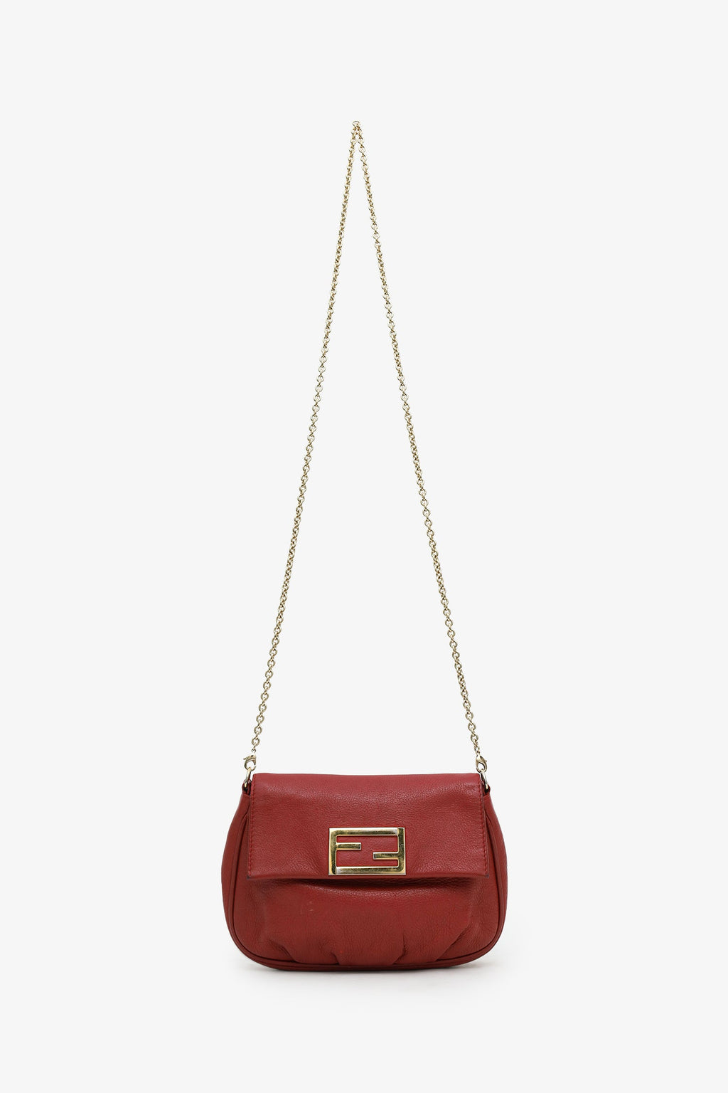 Fendi Red Leather Fendista Pouchette Crossbody