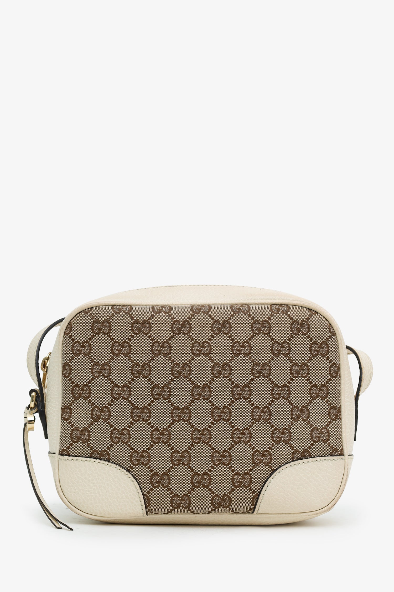 Gucci White/Brown Monogram Mini Bree Messenger Bag