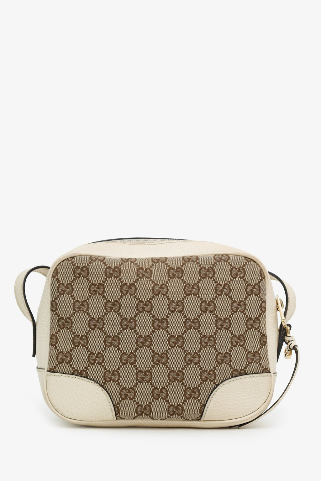 Gucci White/Brown Monogram Mini Bree Messenger Bag