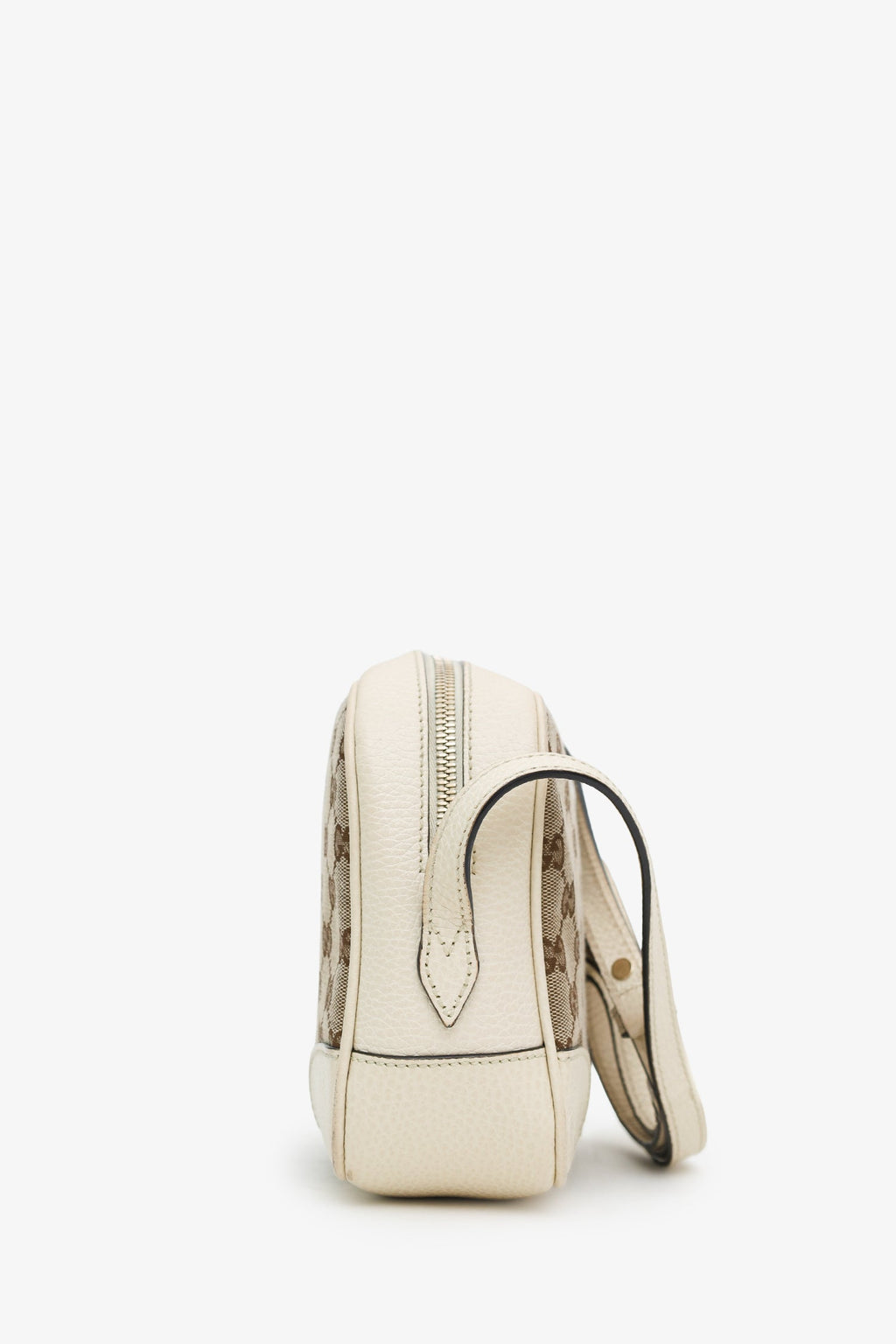 Gucci White/Brown Monogram Mini Bree Messenger Bag