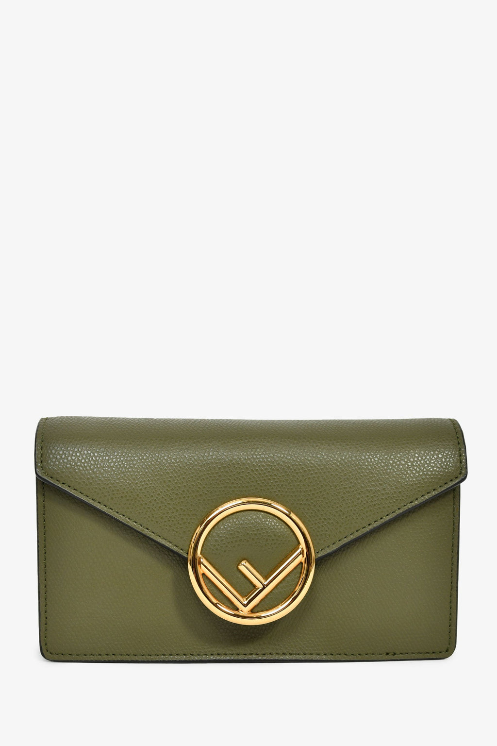 Fendi Olive Green Leather 'F Is Fendi' Belt Bag On Chain