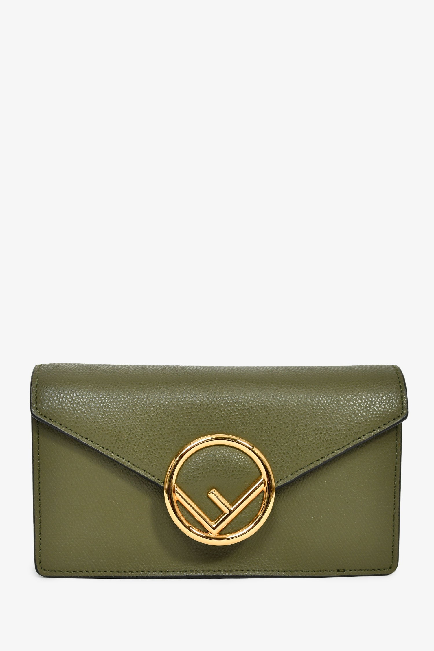 Fendi Olive Green Leather 'F Is Fendi' Belt Bag On Chain