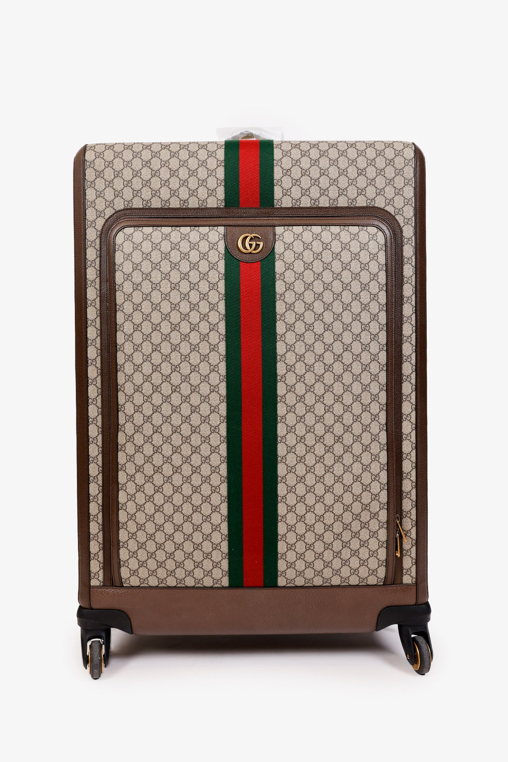 Gucci GG Supreme Monogram Textured Dollar Calfskin Web Large Savoy Trolley Suitcase