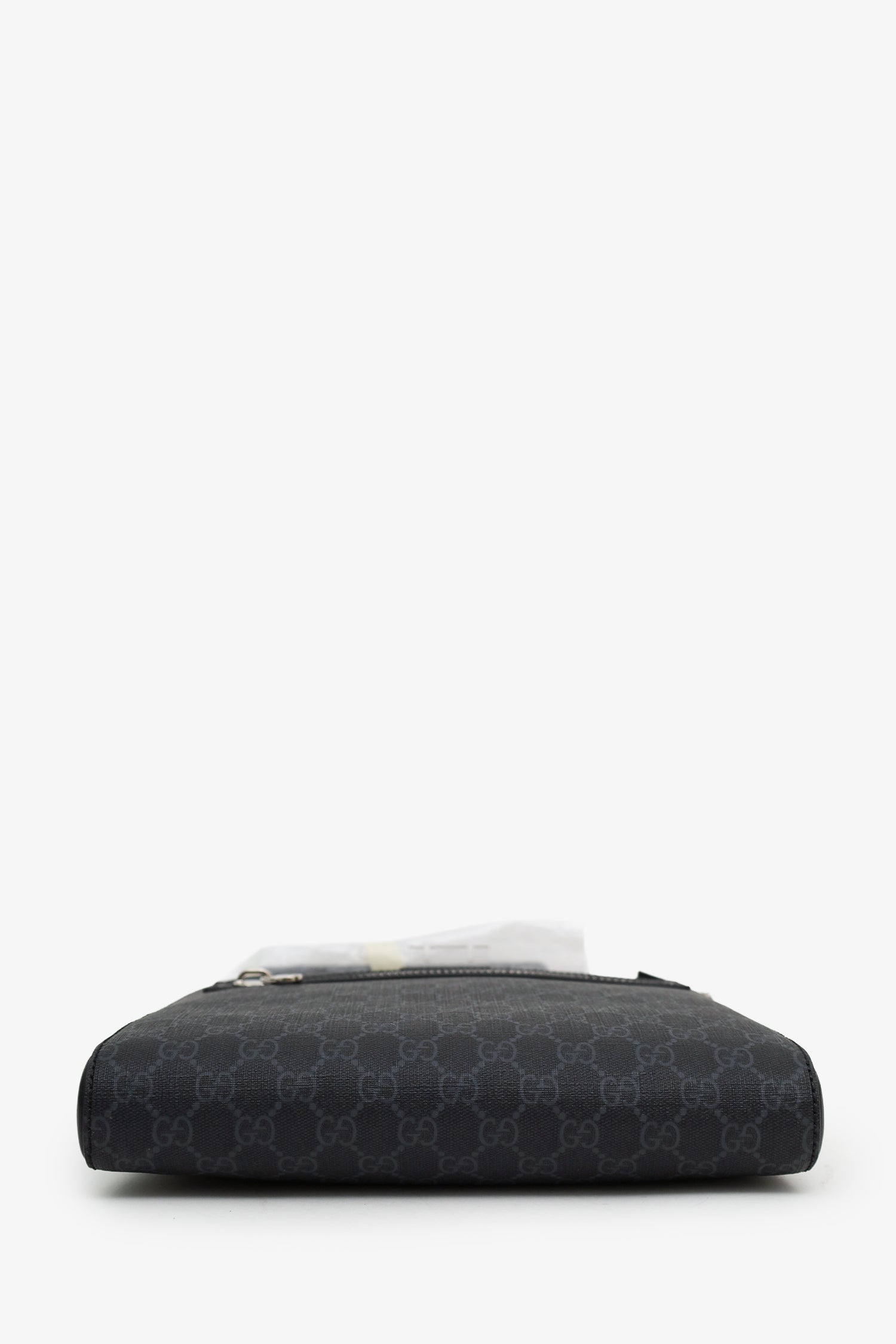 Gucci Black GG Monogram Web Flat Medium Messenger Bag