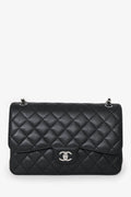 Pre-Loved Chanel™ 2020 Black Caviar Leather Jumbo Double Flap Bag