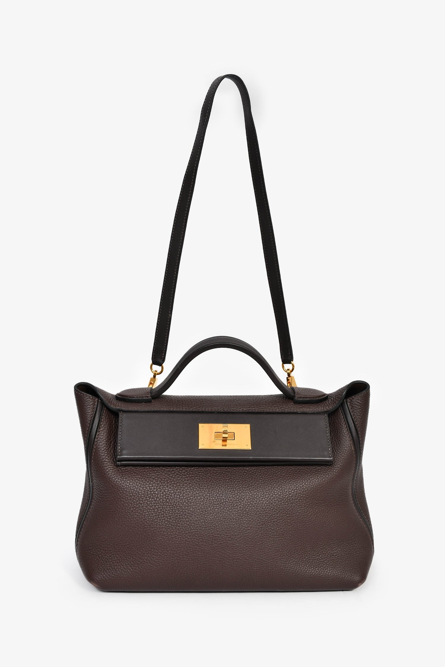 Hermès 2021 Chocolate Togo/Swift Leather 24/24 29 With Strap