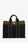 Hermes Navy/Green Canvas Fourre Tout PM Tote