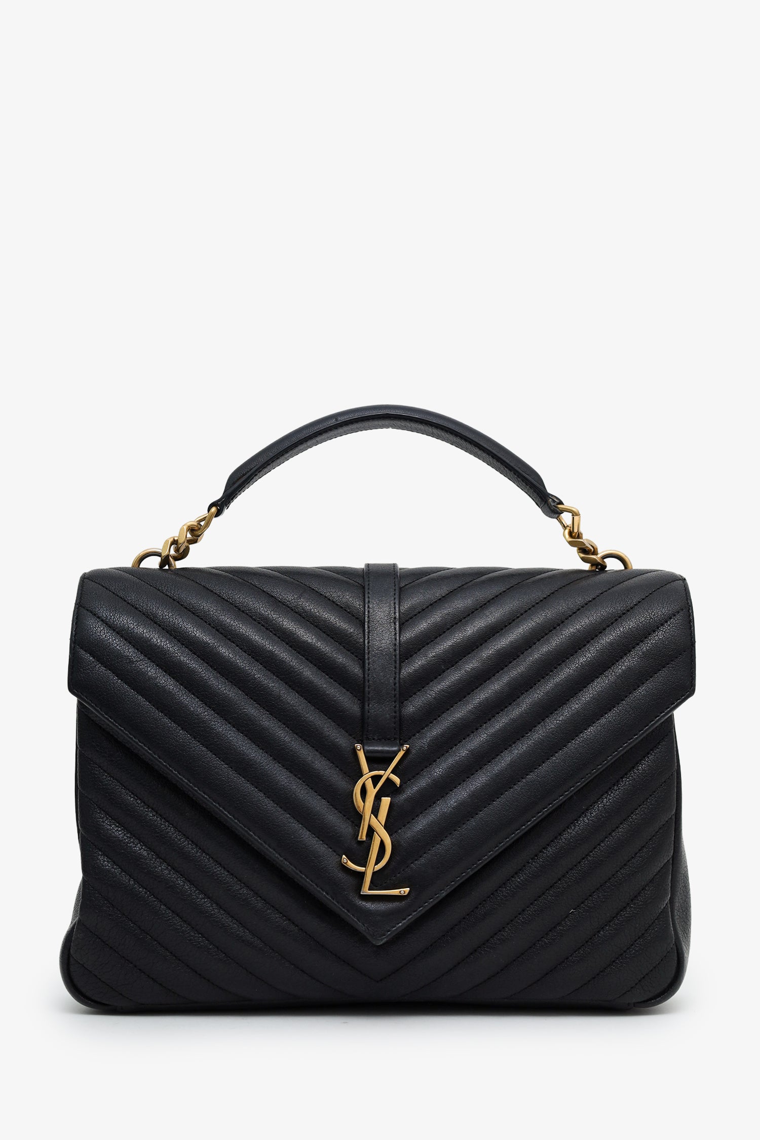 Saint Laurent Black Leather Large Loulou Shoulder Bag