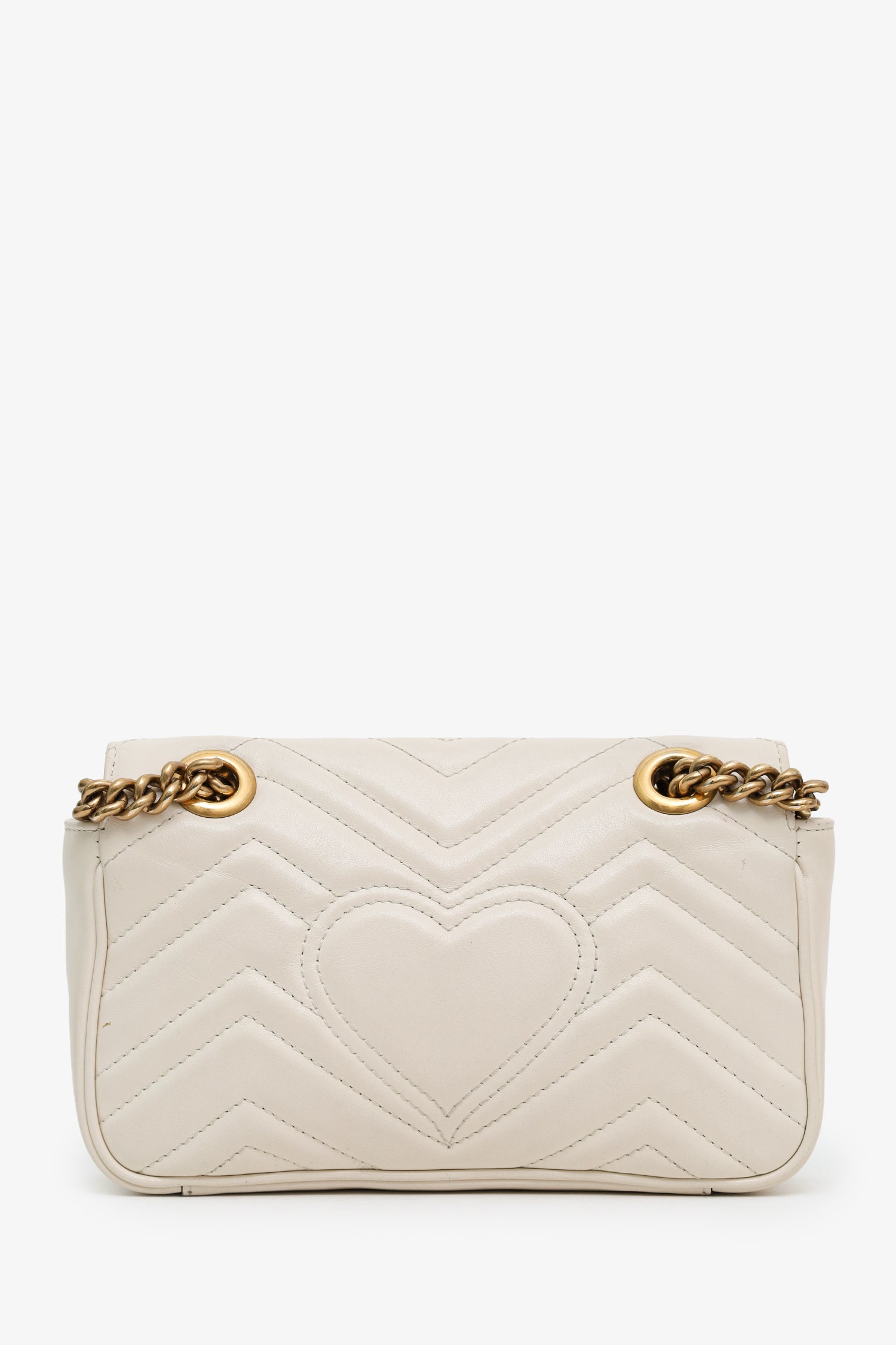 Gucci White Leather Small Marmont Shoulder Bag
