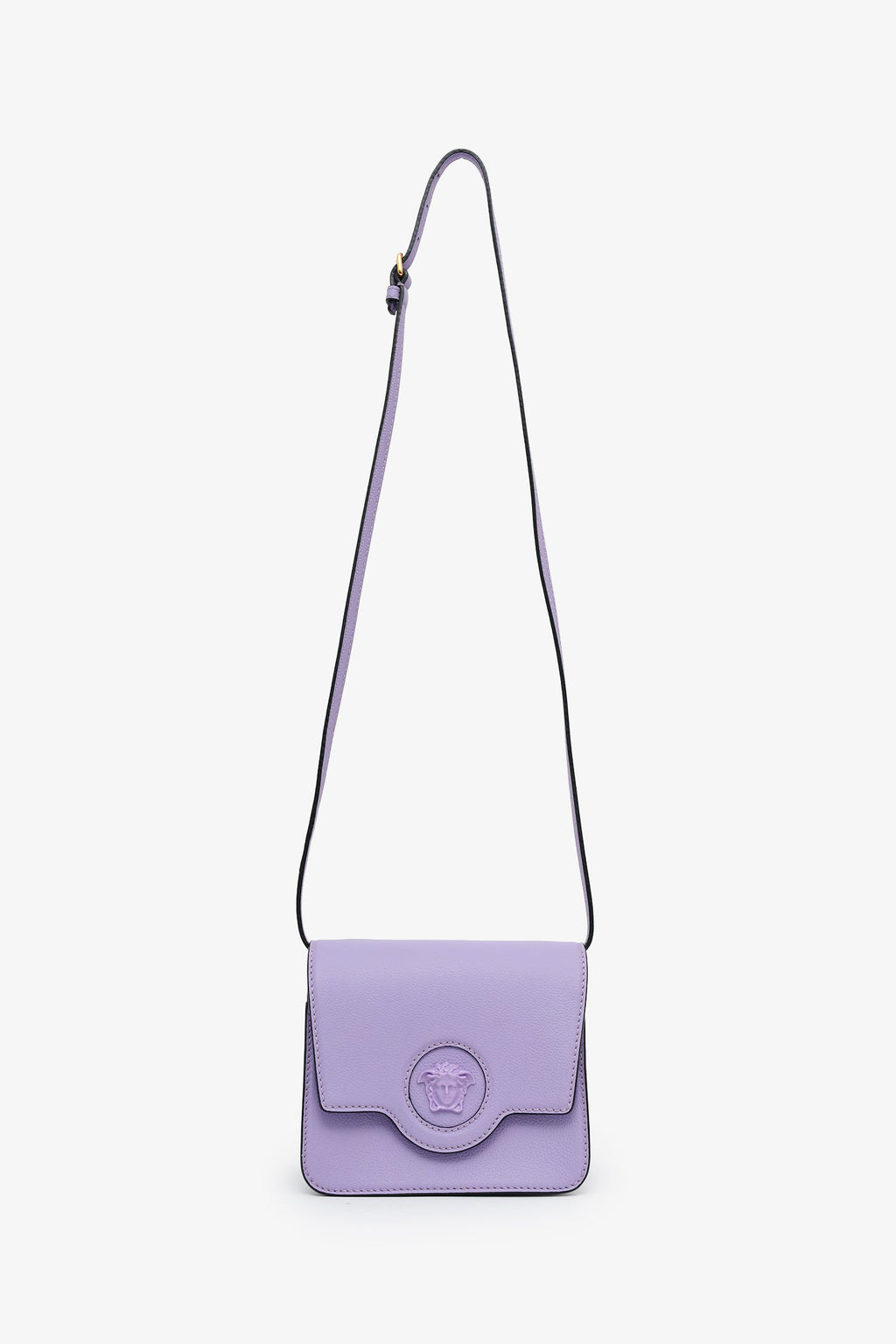 Versace Purple Leather Small La Medusa Crossbody Bag
