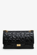 Pre-Loved Chanel™  2008-09 Black Crackled Patent Puzzle Reissue 2.55 Double Flap 226 Shoulder Bag