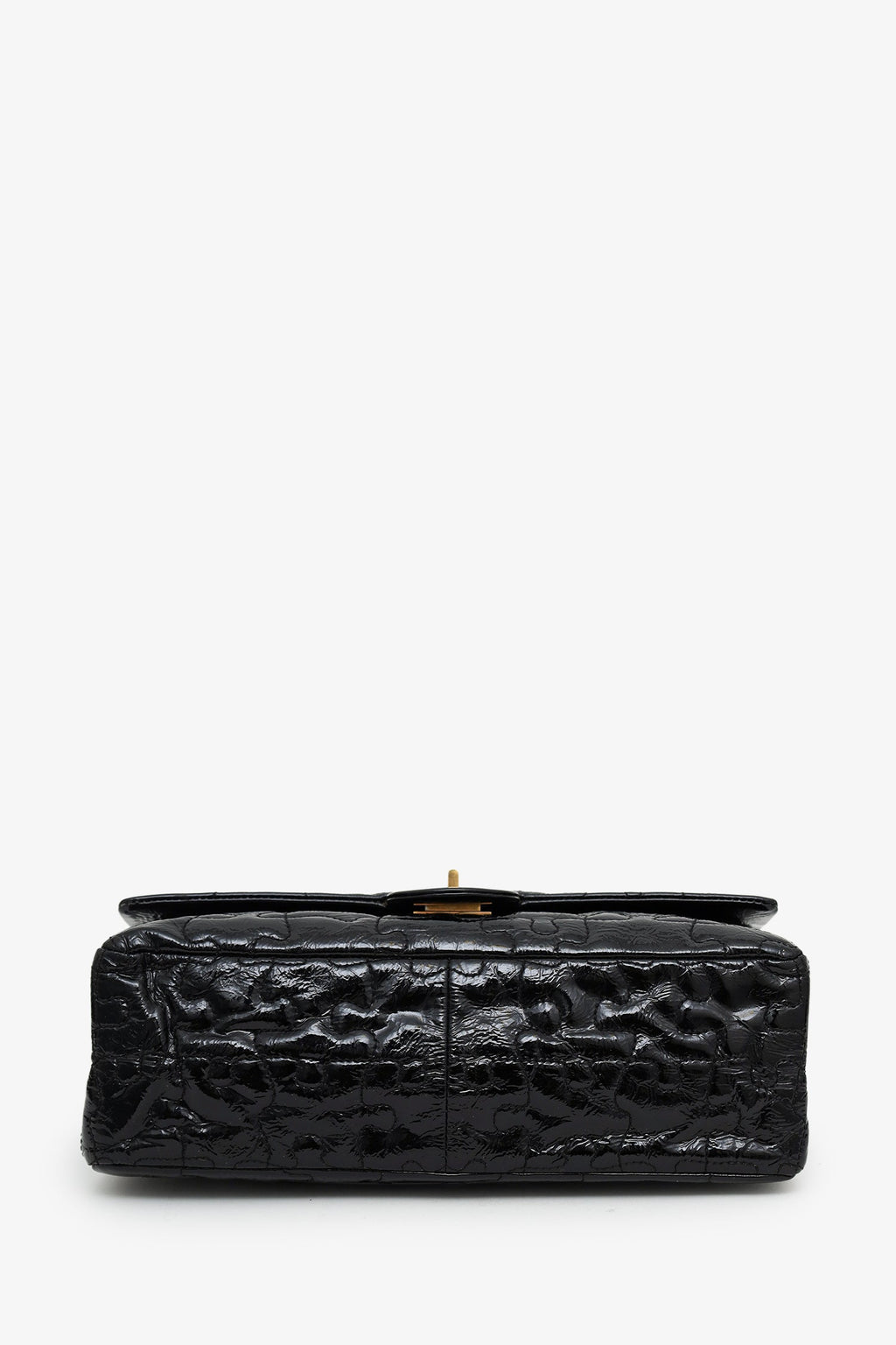 Pre-Loved Chanel™  2008-09 Black Crackled Patent Puzzle Reissue 2.55 Double Flap 226 Shoulder Bag