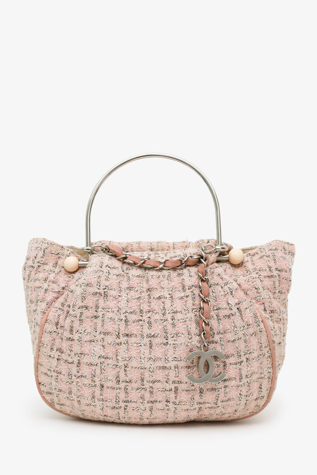 Pre-Loved Chanel™ 2005-06 Pink Tweed CC Boucle Knitting Bag