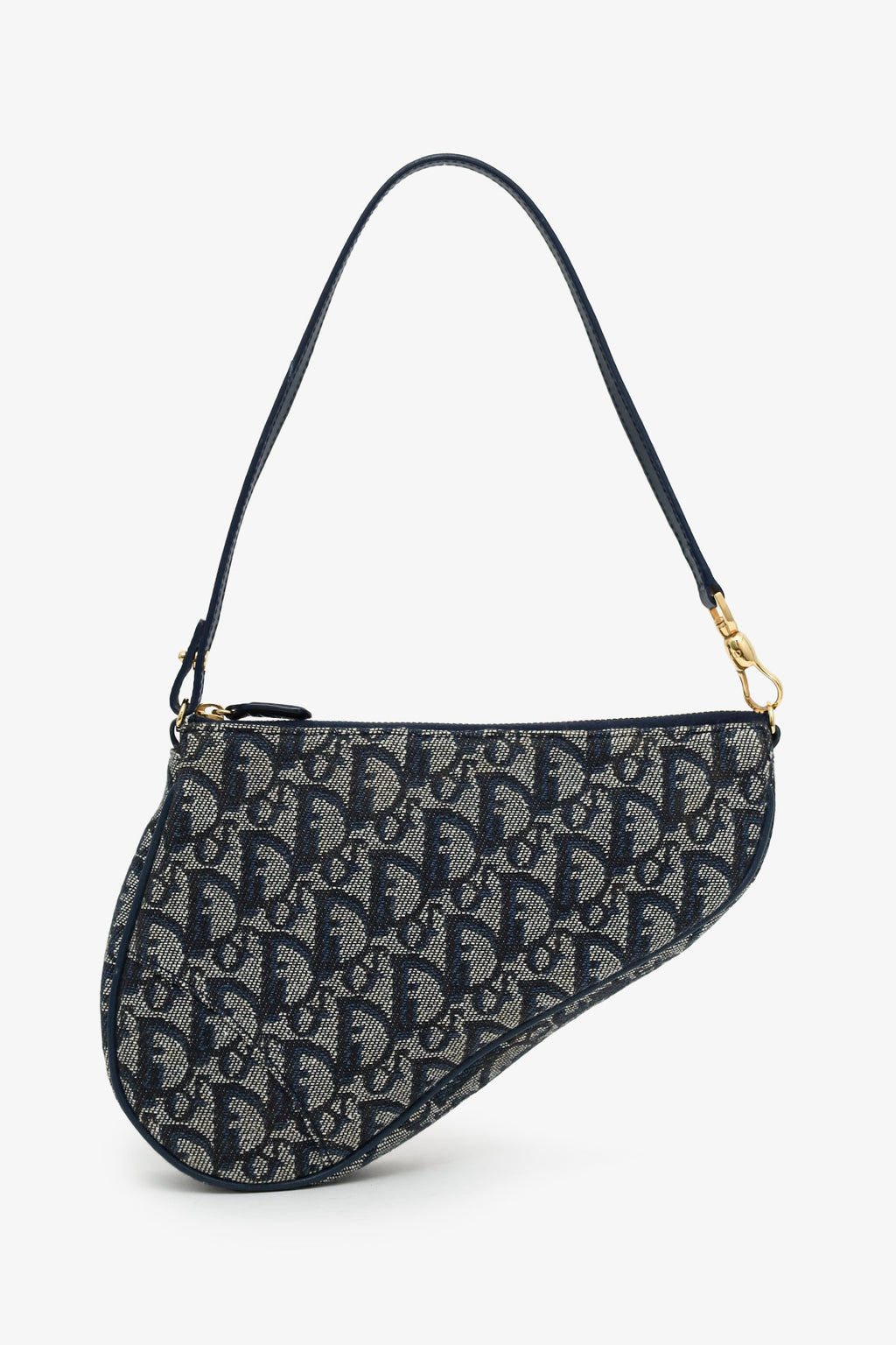 Christian Dior 2001 Blue Oblique Canvas Mini Saddle Pochette