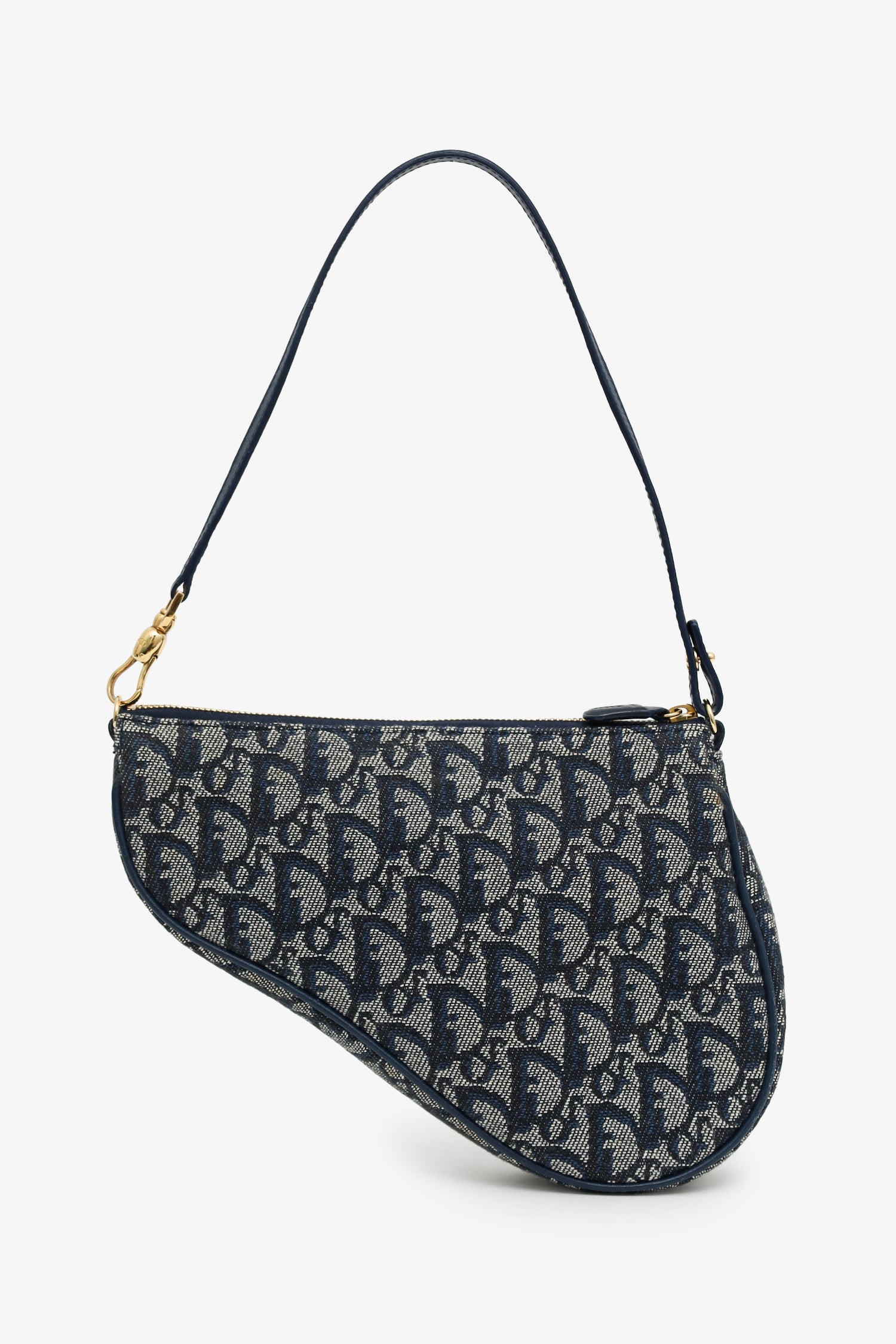 Christian Dior 2001 Blue Oblique Canvas Mini Saddle Pochette