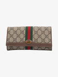 Gucci Ophidia Wallet GG Supreme / Green / Red Coated Canvas