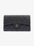 Chanel CC Flap Continental Wallet Black / Gold Caviar Leather