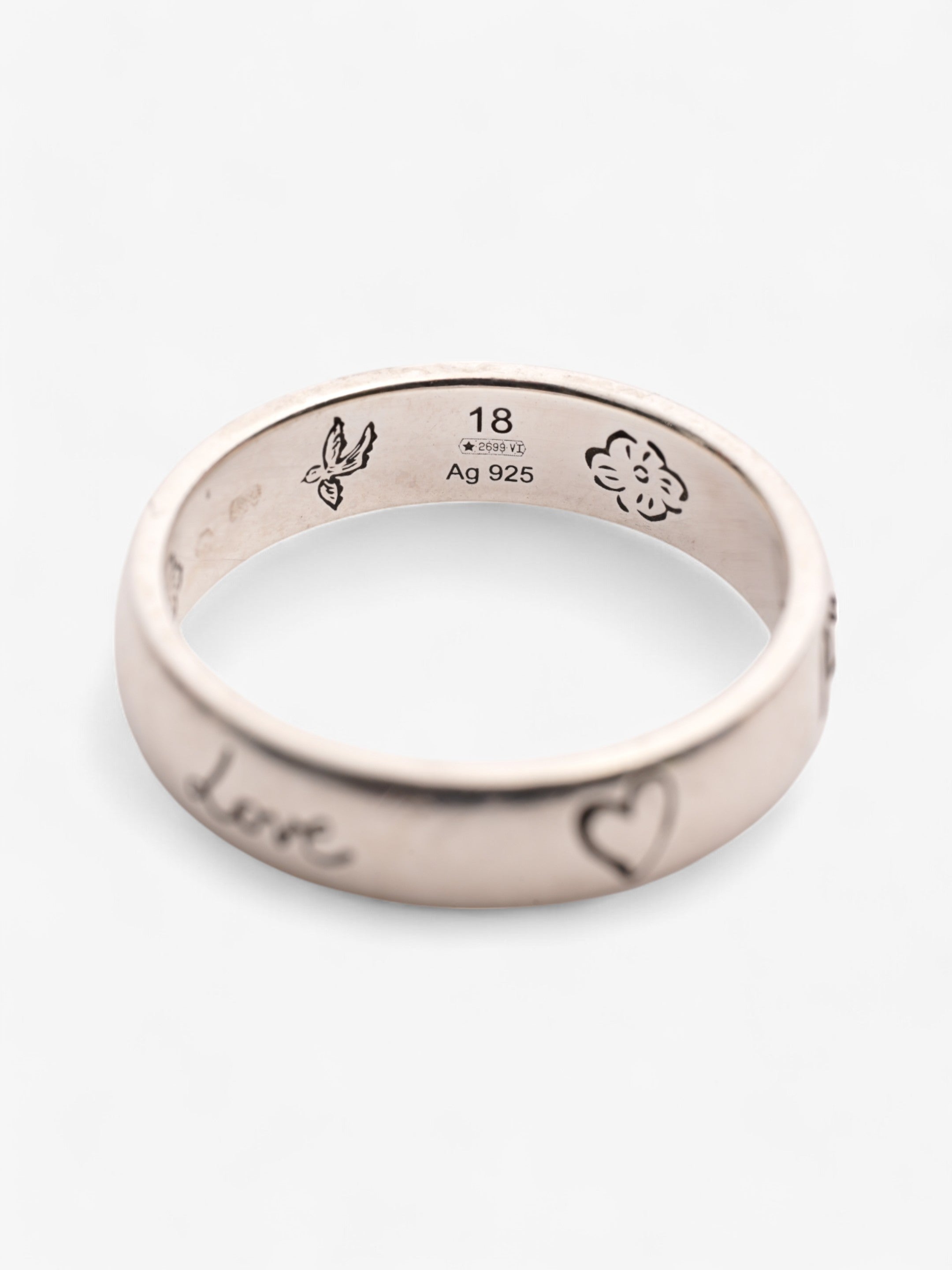 Gucci Blind for Love Ring Silver Silver Sterling 18 (58mm)