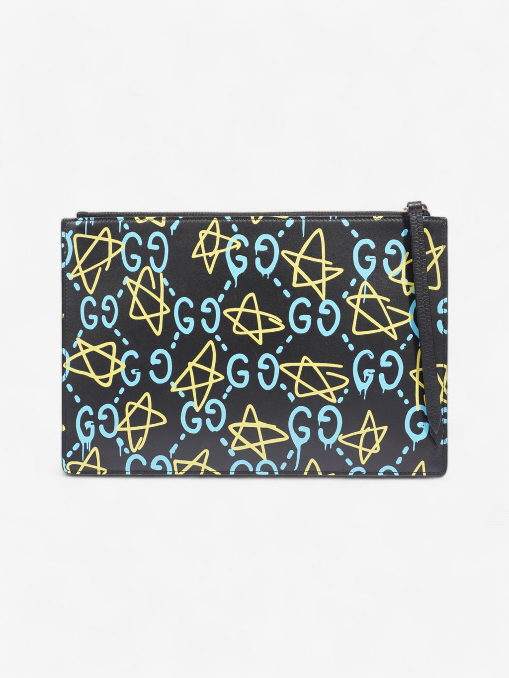 Gucci Ghost Clutch Black / Blue / Yellow Calfskin Leather