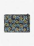 Gucci Ghost Clutch Black / Blue / Yellow Calfskin Leather