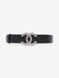 Chanel CC Crystal Belt Black / White Leather 70cm / 28"
