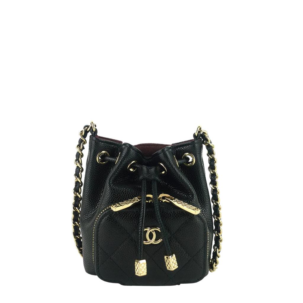Chanel Mini CC Bucket Pocket Caviar Leather Bag