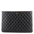 Chanel O Case Large Caviar Leather Clutch Bag