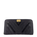 Chanel Boy Chevron Mixed Leather Zip Around Wallet