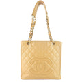 Chanel Petite Shopping Tote Quilted Caviar Leather Bag