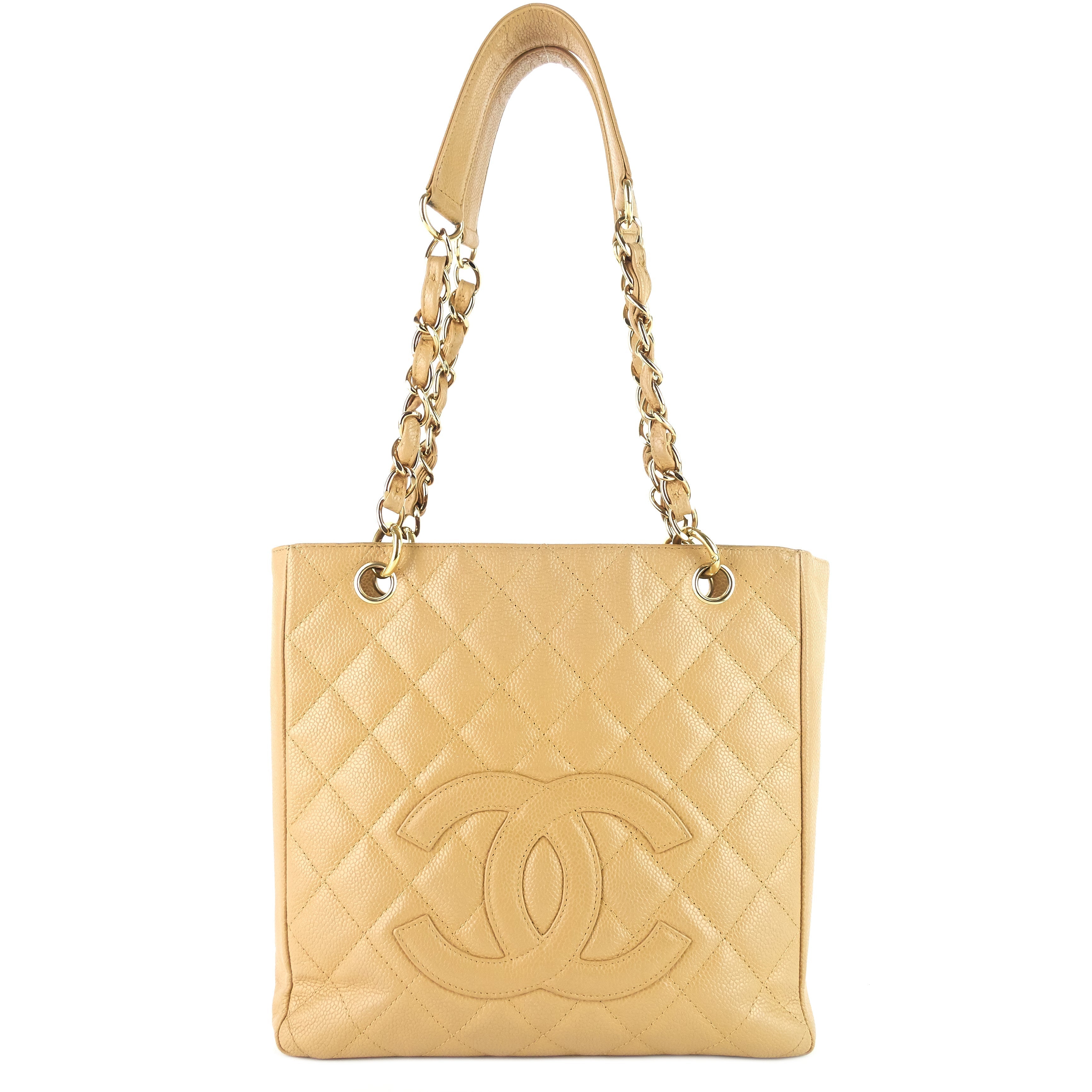 Chanel Petite Shopping Tote Quilted Caviar Leather Bag
