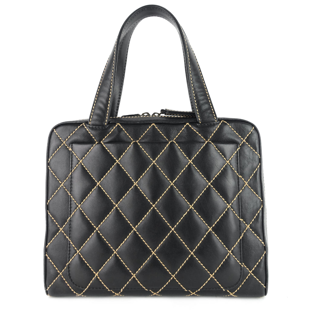 Chanel Surpique Top Handles Calfskin Leather Bowler Bag