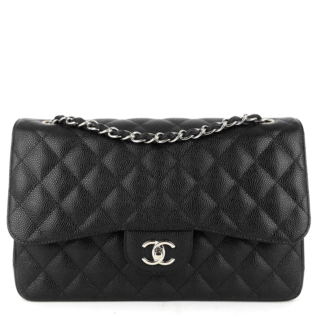 Chanel Double Flap Quilted Caviar Leather Bag