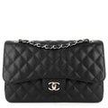 Chanel Double Flap Quilted Caviar Leather Bag