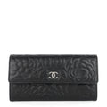 Chanel Embossed Camellia Lambskin Flap Wallet